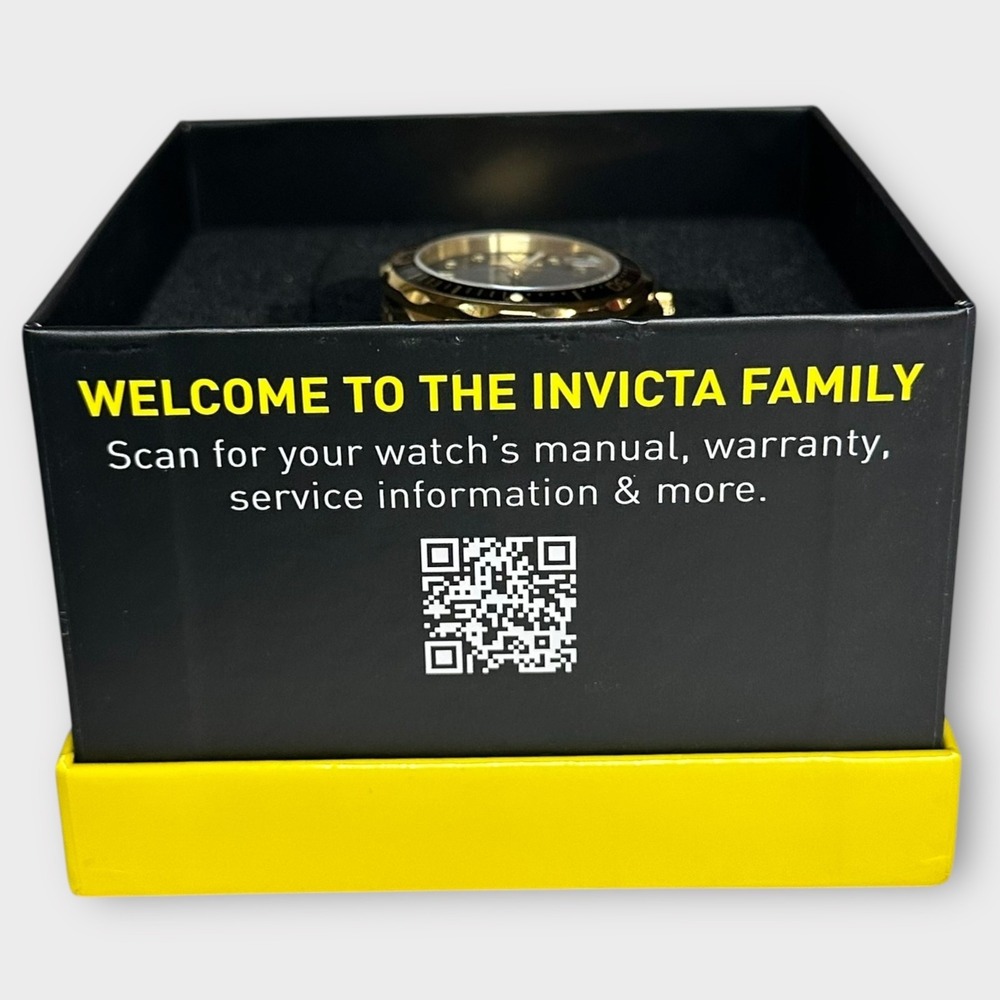 Invicta Watch Gold Tone Mens‎ 40mm Black Dial Date 200M Stainless 8936 Boxed - Picture 15 of 16